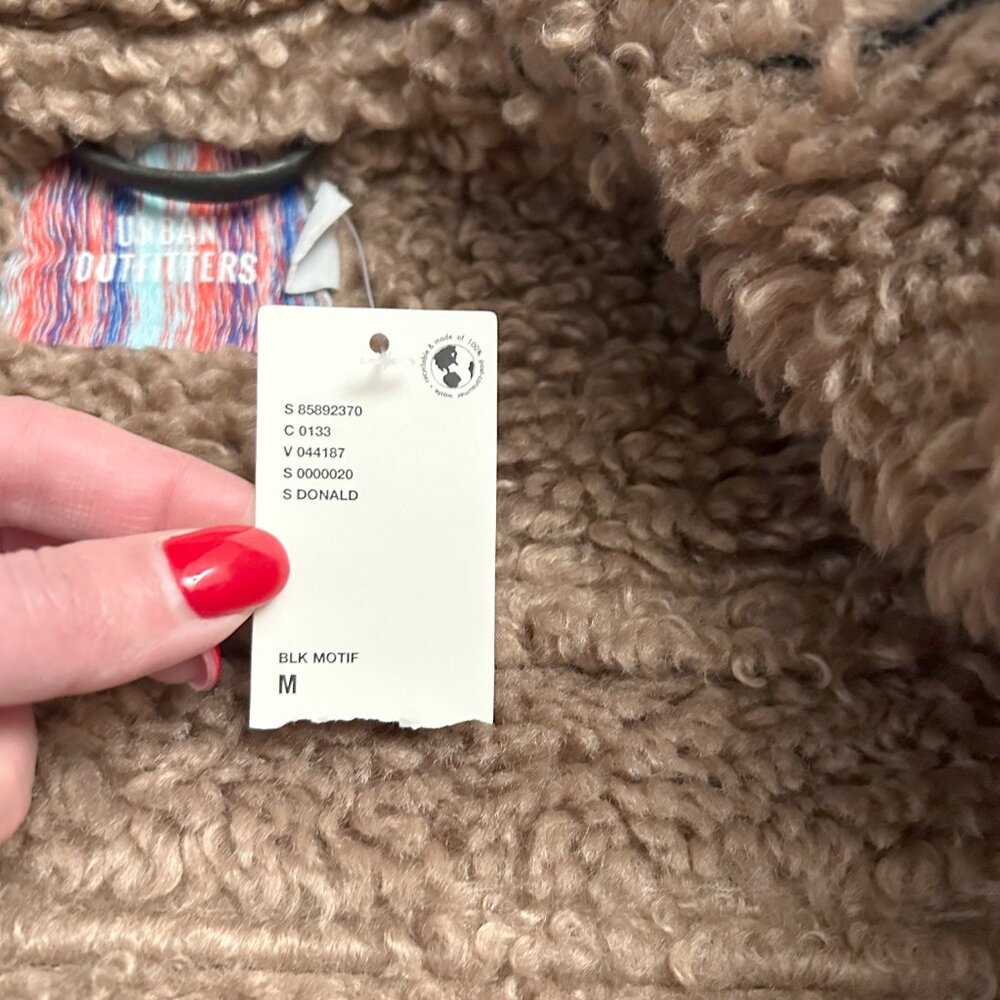 Urban Outfitters Black and Brown Shearling-Trim Leather Vest - Picture 6 of 12